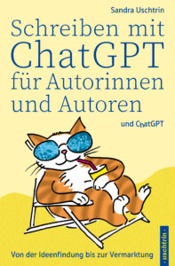 Eine Katze im Liegestuhl mit KI generiert als Cover für Schreiben mit Chat GPT 
