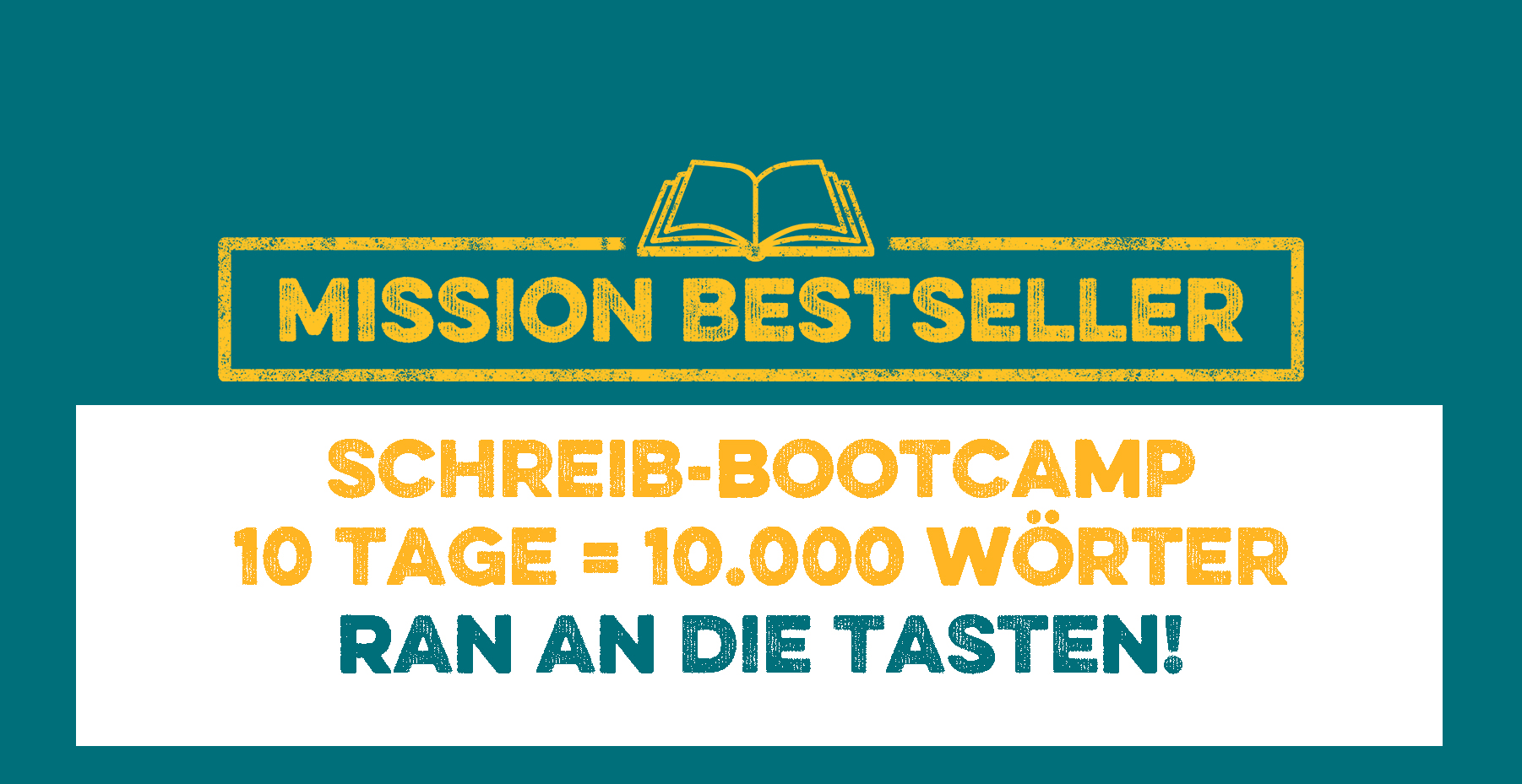 Mission Bestseller Online Schreib-Bootcamp - Schrift und Logo in Gold und Petrol