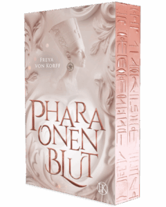 3D Mockup der Farbschnitt-Hardcover-Ausgabe von Pharaonenblut - ein Romantasy-Titel von Freya von Korff